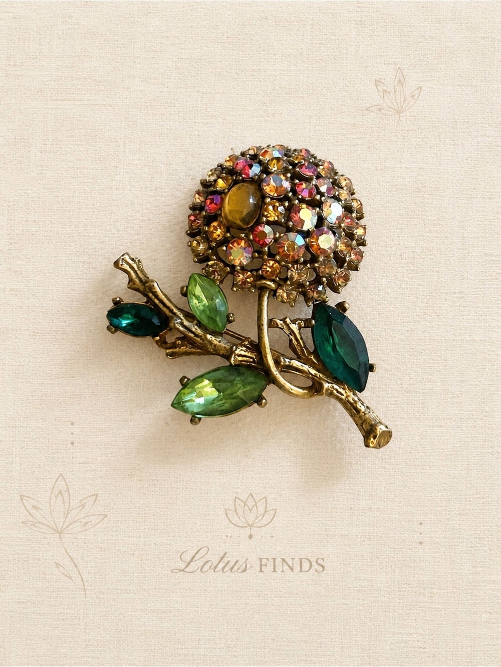 ✨ Signed Vintage ART© Rhinestone Floral Brooch – Circa 1960